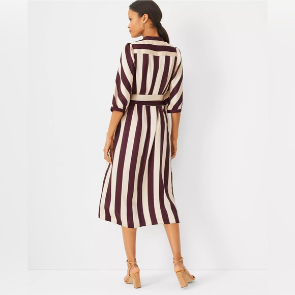 Ann Taylor Striped Balloon Sleeve Midi Dress | Size Small - Picture 9 of 13